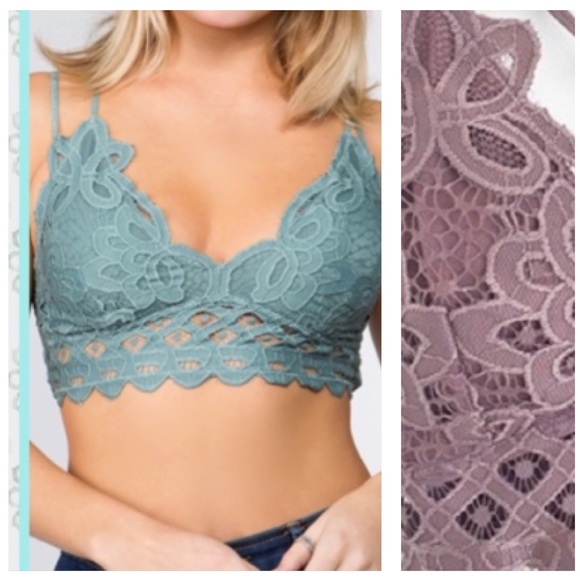 Anemone Other - ANEMONE Dusty Purple Crochet Lace Bralette